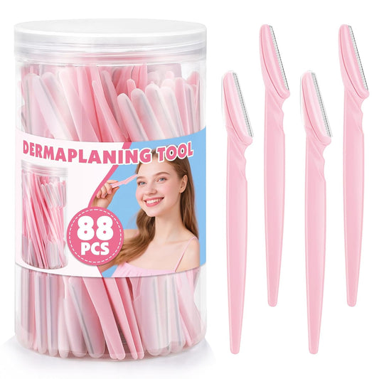 88 Pcs Eyebrow and Face Razors for Women and Men, Multi-Color Facial Shavers with Protective Covers, Safe for Beginners