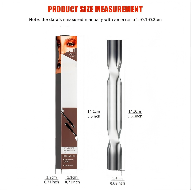 Dual-Color Double Effect Mascara - Instant Length & HD Volume - Waterproof Black & Coffee Brown Duo for Natural 3D Lashes - All-Day Wear & No Clumping
