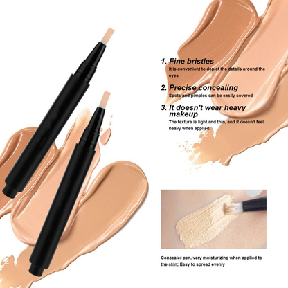 Professional Full Coverage Concealer Pencil | Waterproof Matte Foundation Stick for Dark Circles, Acne Marks & Blemishes | 2-in-1 Brightening & Contour Makeup Pen