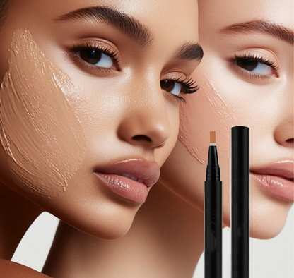 Professional Full Coverage Concealer Pencil | Waterproof Matte Foundation Stick for Dark Circles, Acne Marks & Blemishes | 2-in-1 Brightening & Contour Makeup Pen