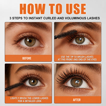 Dual-Color Double Effect Mascara - Instant Length & HD Volume - Waterproof Black & Coffee Brown Duo for Natural 3D Lashes - All-Day Wear & No Clumping