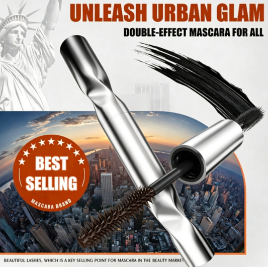 Dual-Color Double Effect Mascara - Instant Length & HD Volume - Waterproof Black & Coffee Brown Duo for Natural 3D Lashes - All-Day Wear & No Clumping