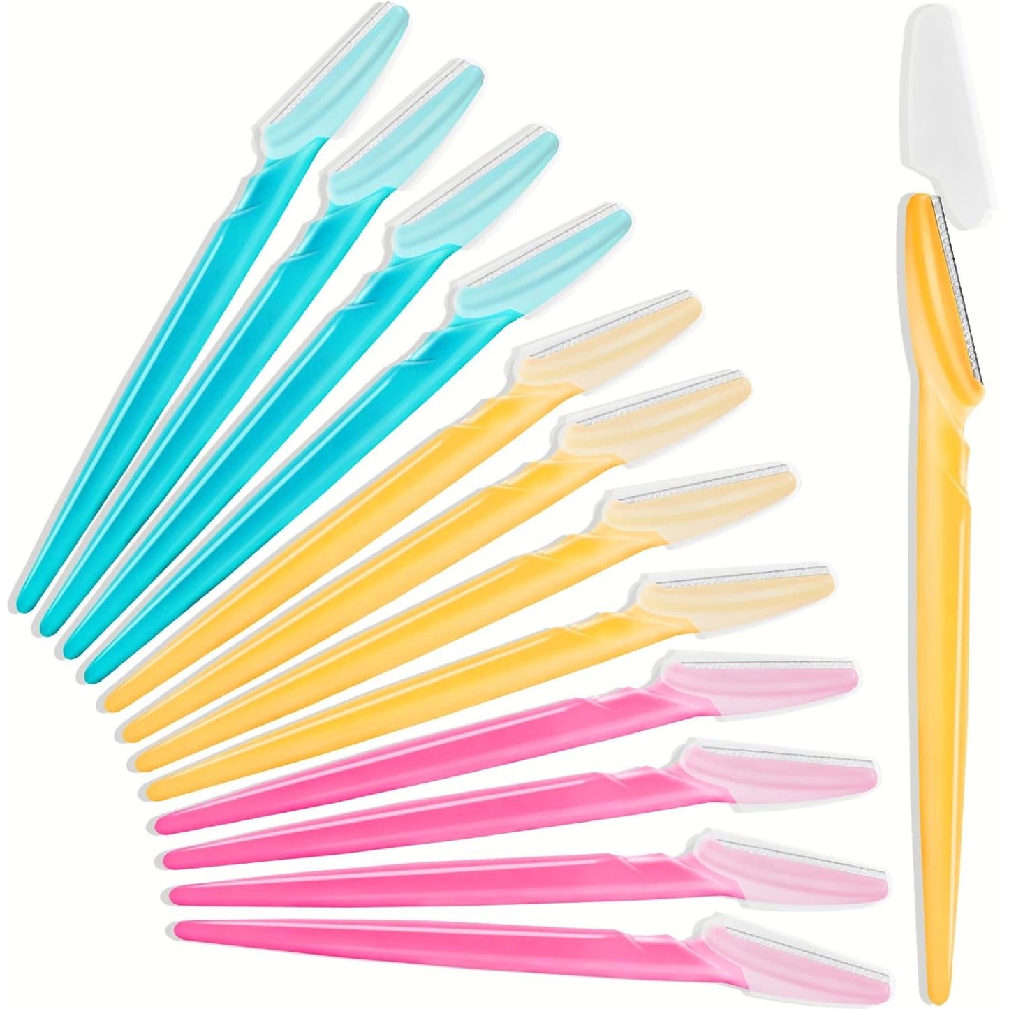 Eyebrow Razor, Face Razors for Women Men Multipurpose Exfoliating Face Shaver Facial Hair Removal Tools Eyebrow Trimmer with Protective Cover 12 Pcs