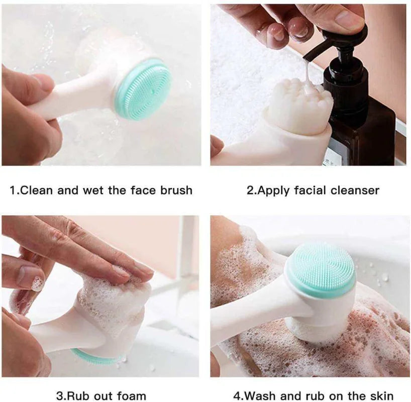 Double-Sided Silicone Facial Cleansing Brush
