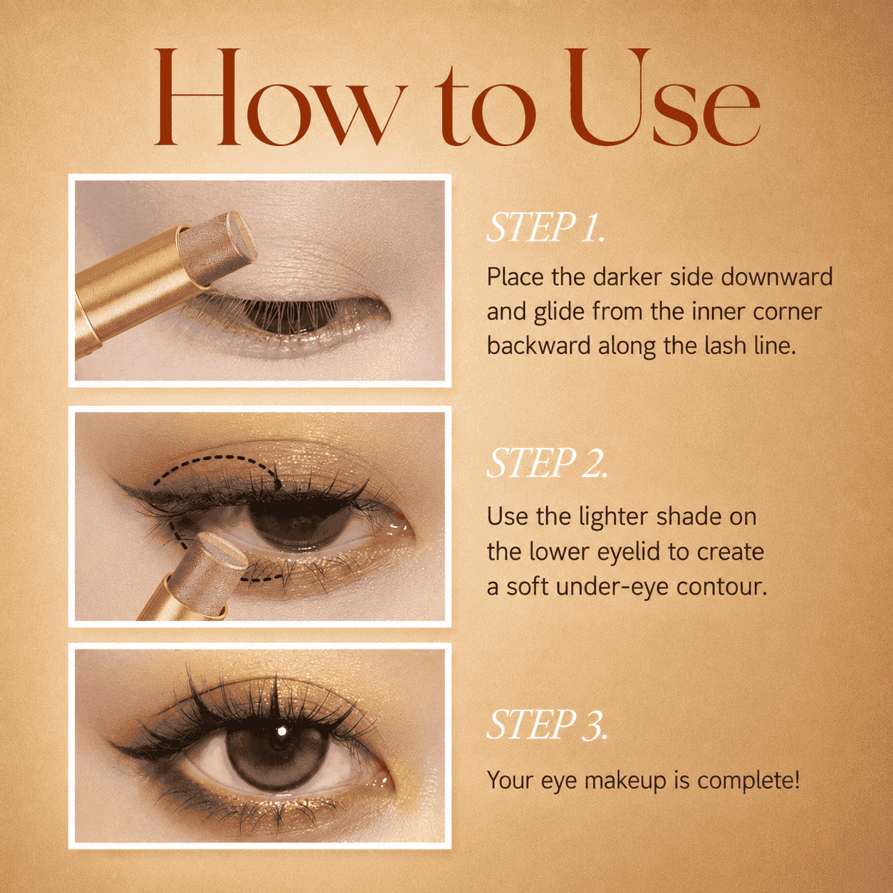 3 in 1 Easy Eyeshadow Stick suitable for Beginners