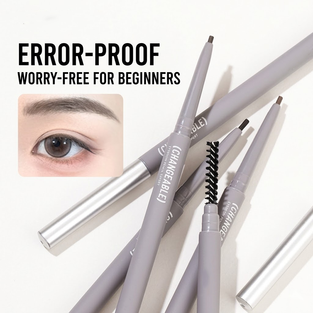 Professional Dual-Ended Eyebrow Pencil - Rotating Fine Tip for Precise Contouring - Natural Mist Matte Finish & Long-Lasting Pigment for Voluminous Brows